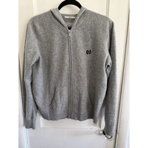Notre Dame Women's Lady Vesi 100% Cashmere Gray Zip Hooded Sweater XL